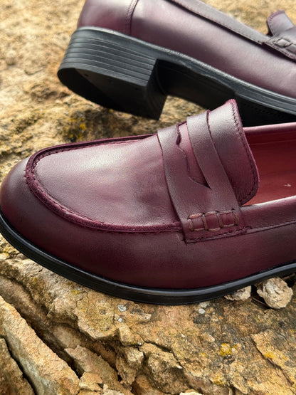 Mocassins en cuir pour femme - bordeaux