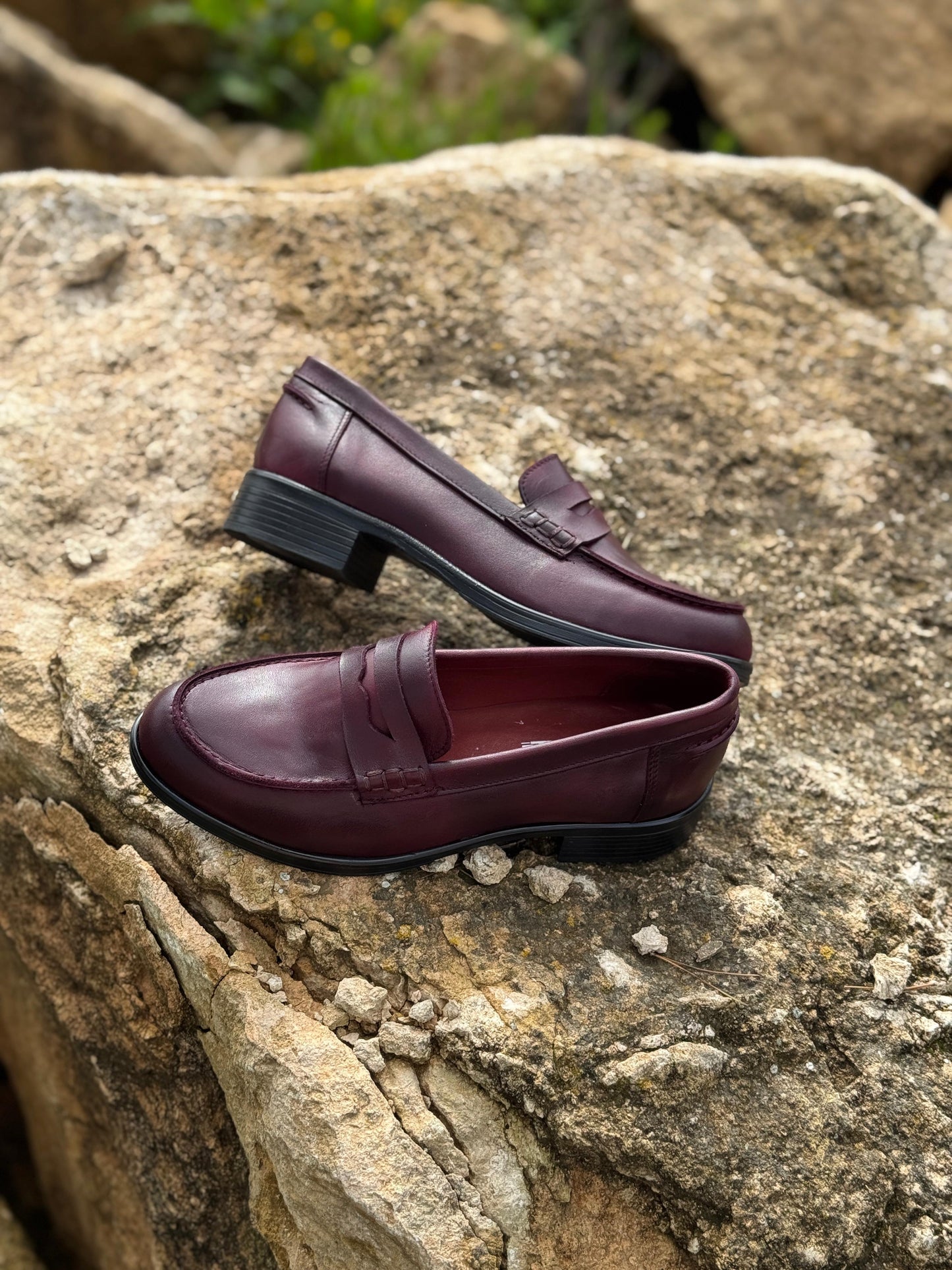 Mocassins en cuir pour femme - bordeaux