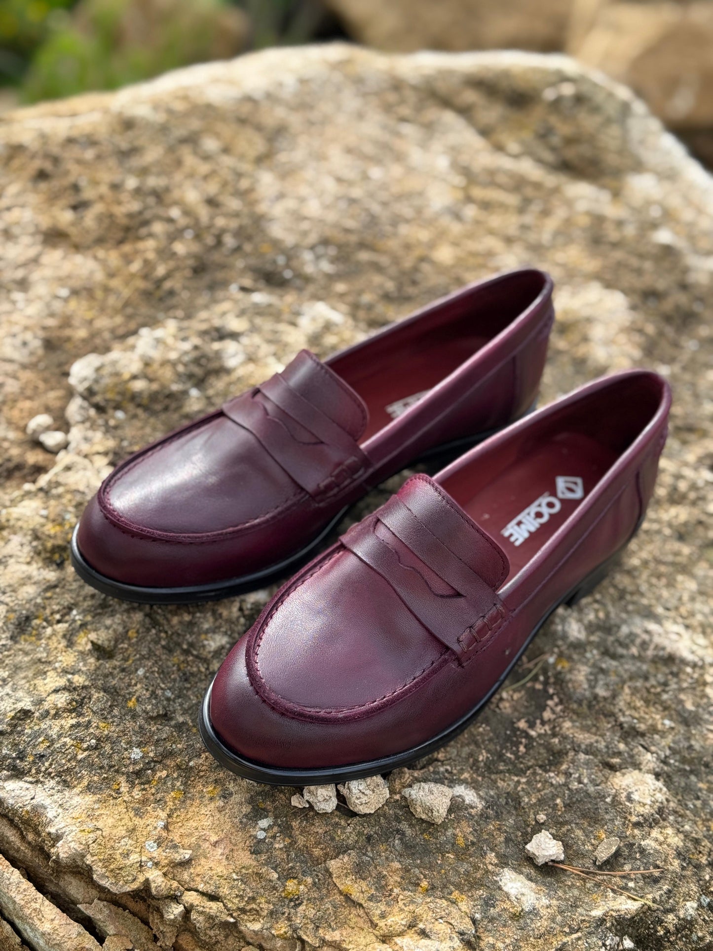 Mocassins en cuir pour femme - bordeaux