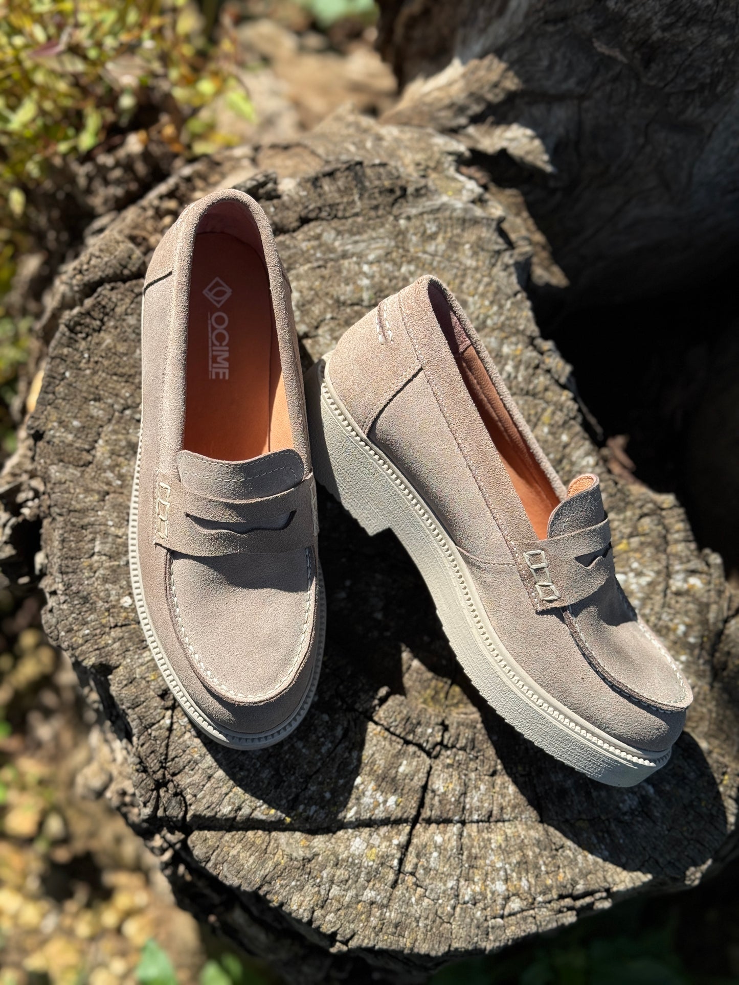 Mocassins OCIME en daim beige clair pour femme