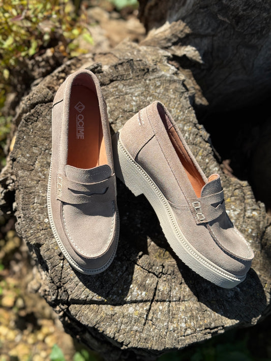 Mocassins OCIME en daim beige clair pour femme
