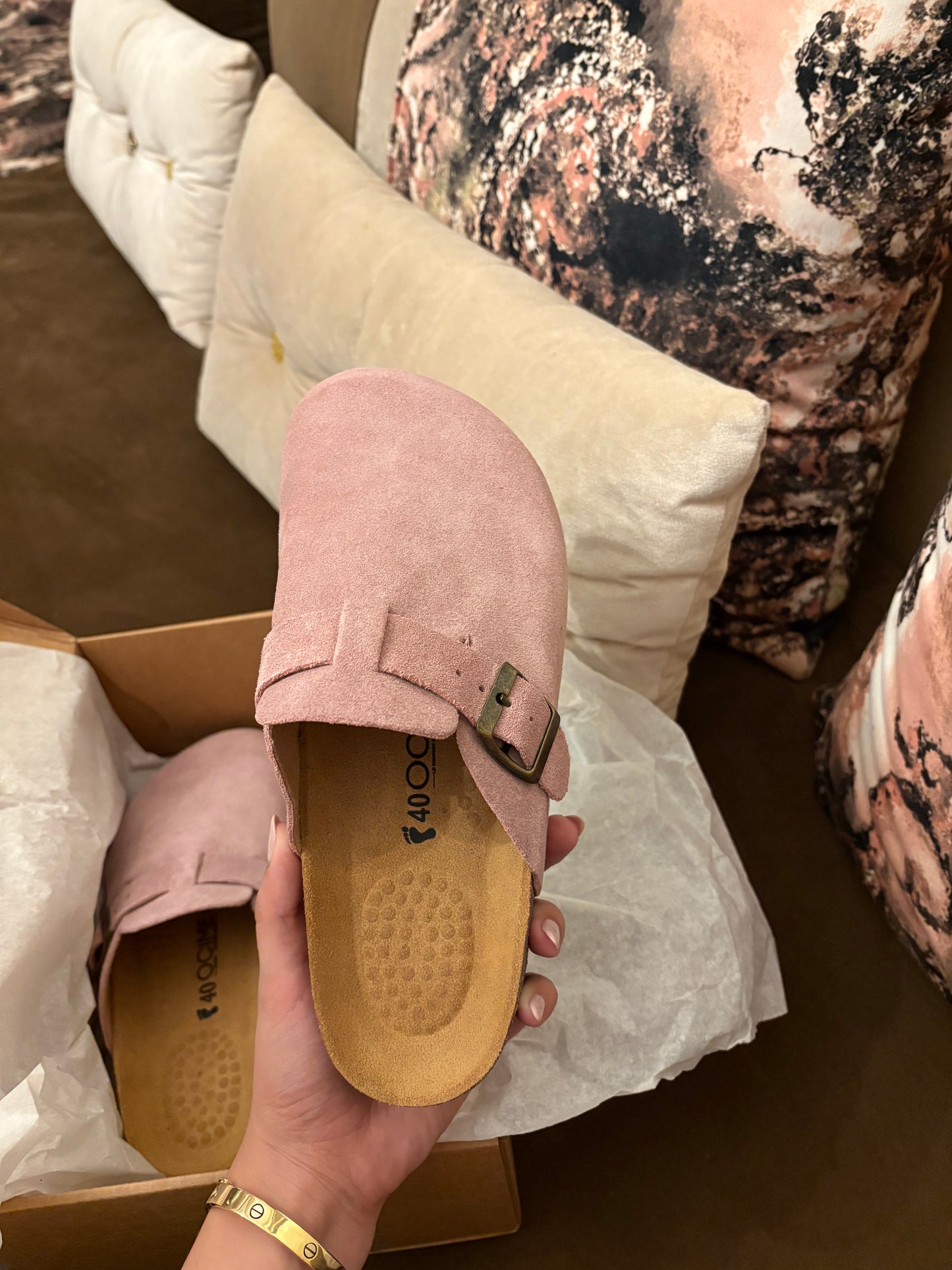 Sabot daim rose bébé