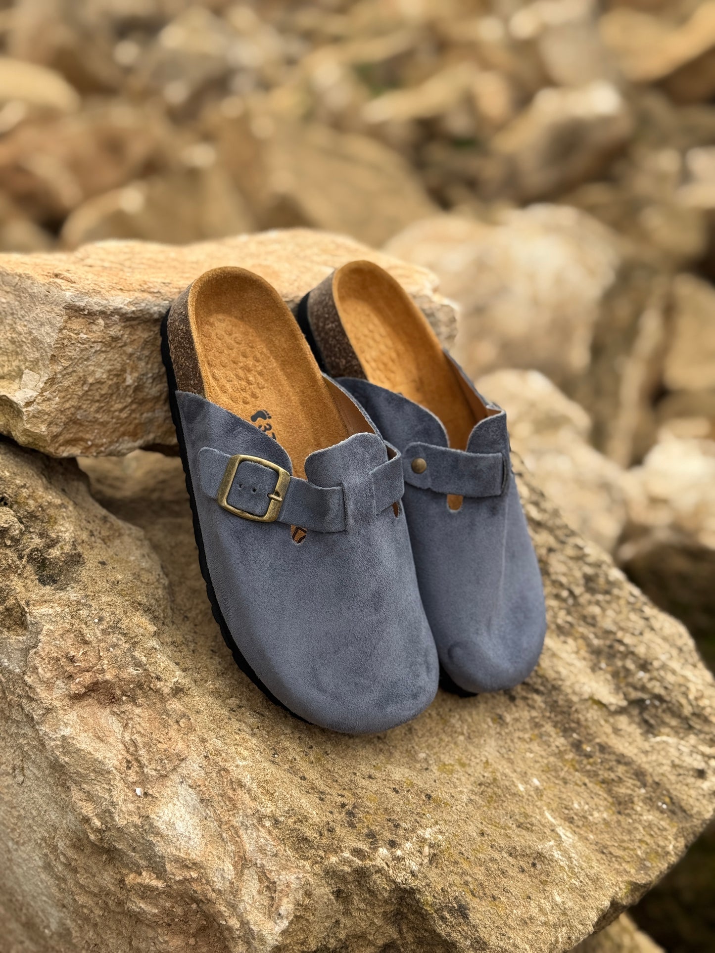 Sabot daim gris clair