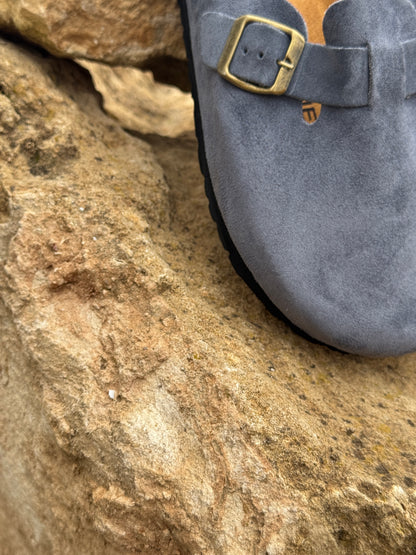 Sabot daim gris clair