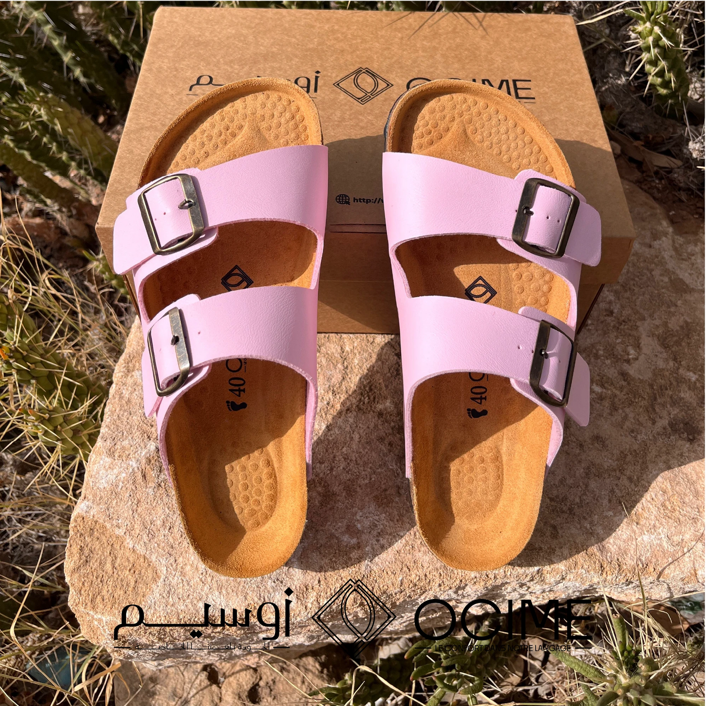 Sandale Ocime Cuir nubuck rose bebe