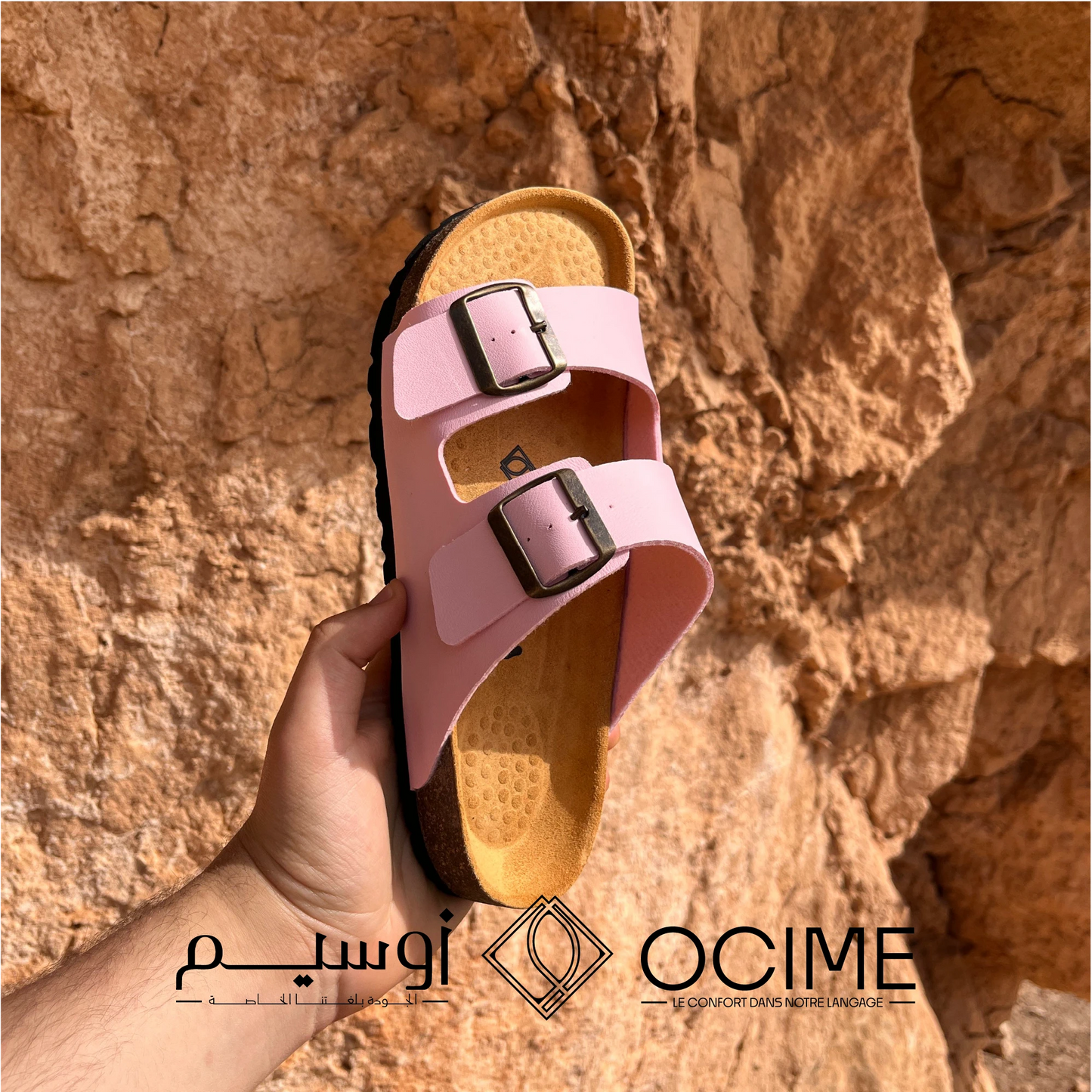 Sandale Ocime Cuir nubuck rose bebe