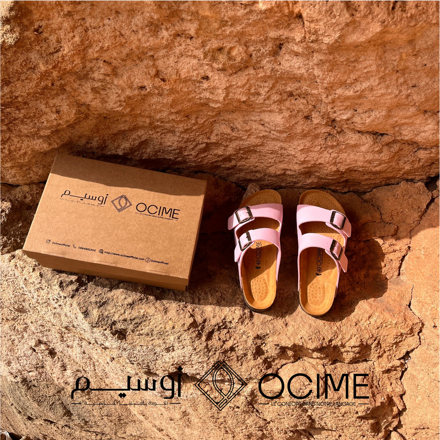 Sandale Ocime Cuir nubuck rose bebe