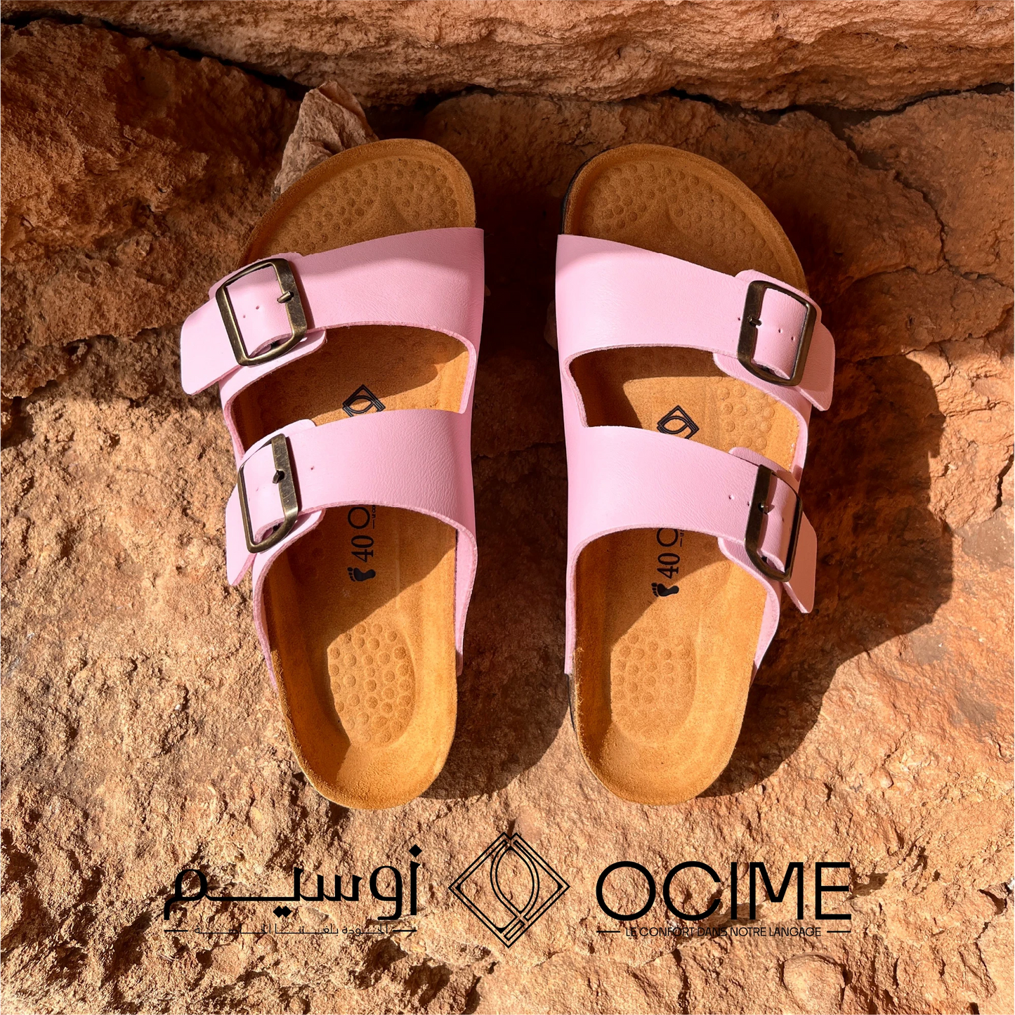 Sandale Ocime Cuir nubuck rose bebe