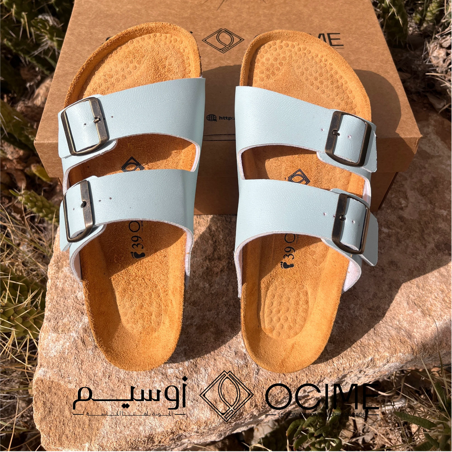 Sandale Ocime Cuir nubuck turquoise