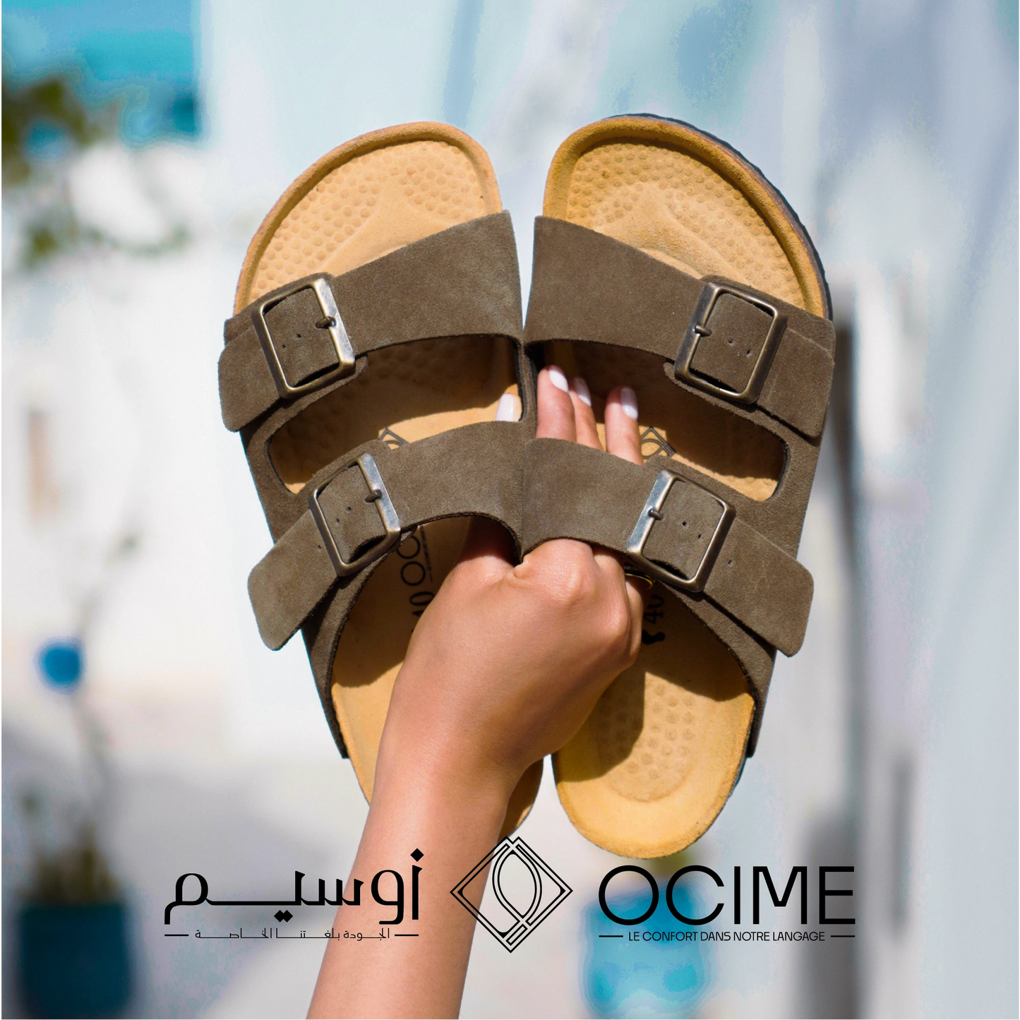 Sandale Ocime Daim en Vert