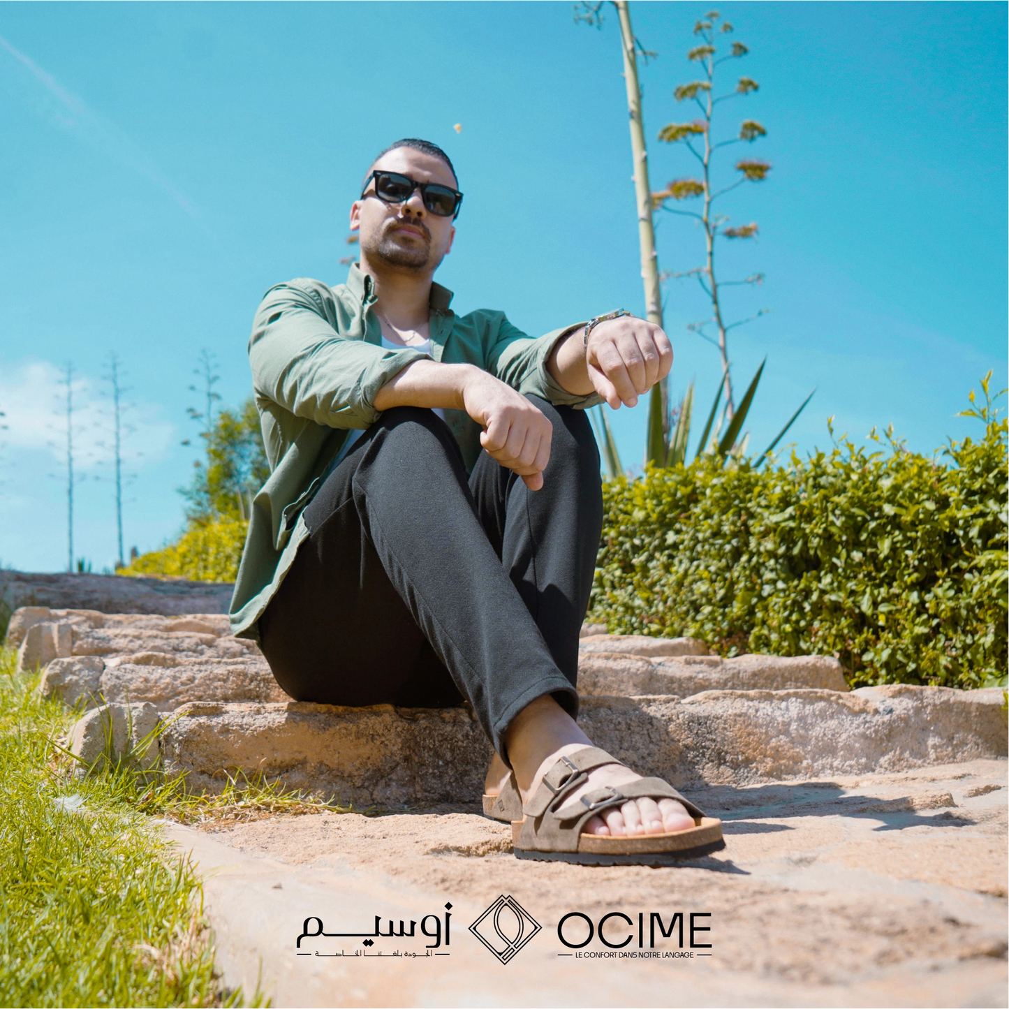 Sandale Ocime Daim en Vert