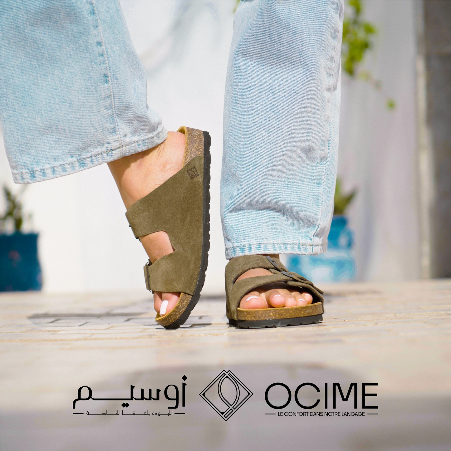 Sandale Ocime Daim en Vert