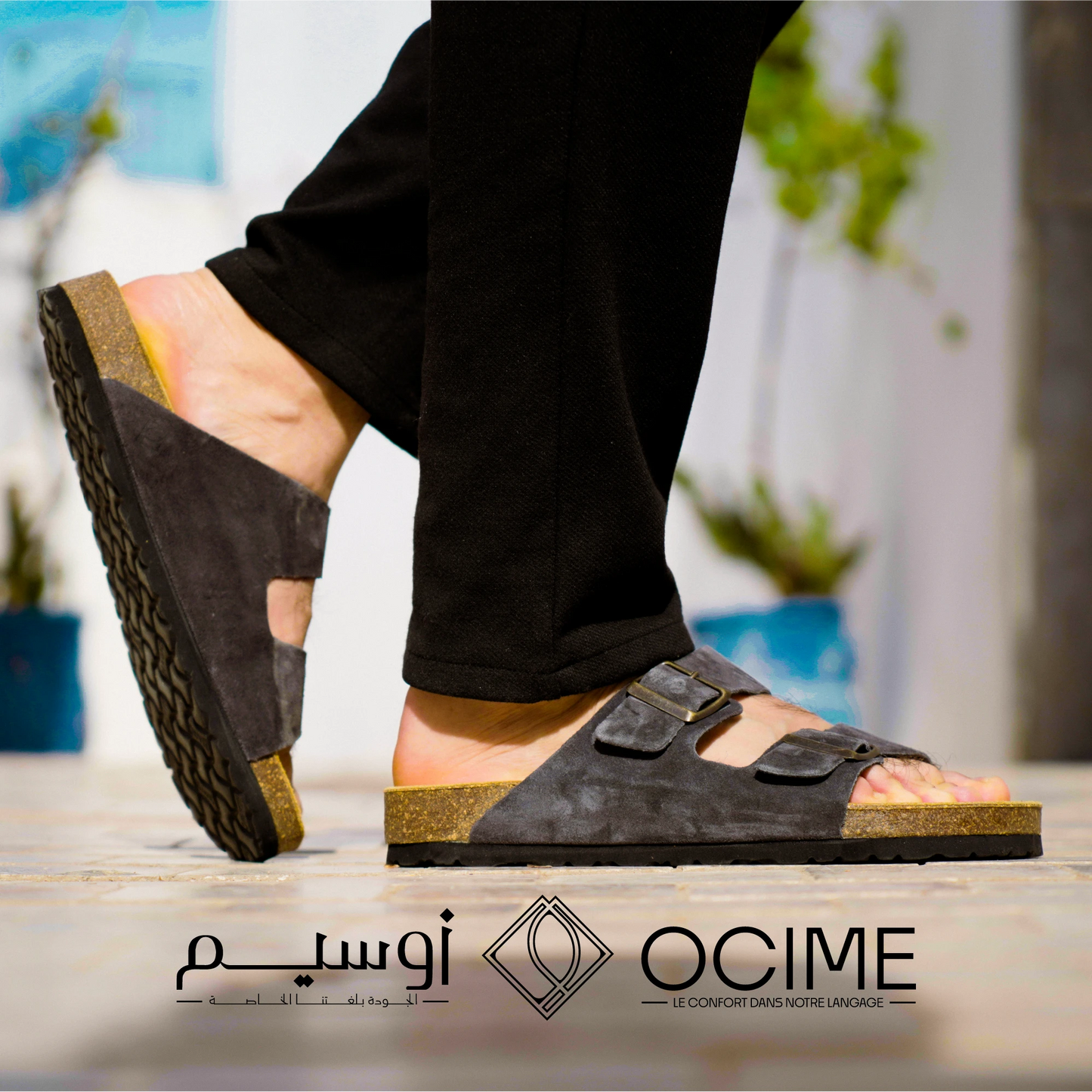 Sandale Ocime Daim en gris