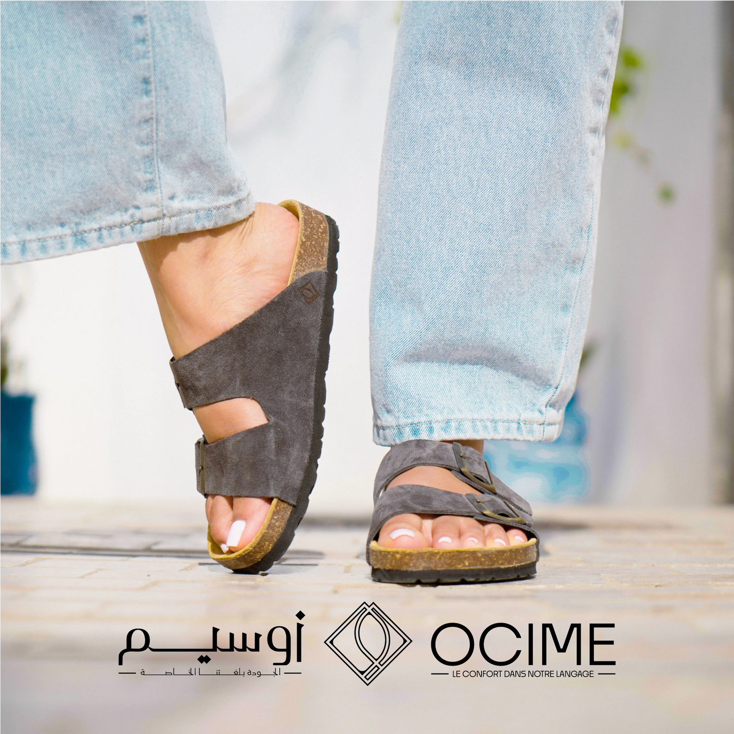 Sandale Ocime Daim en gris