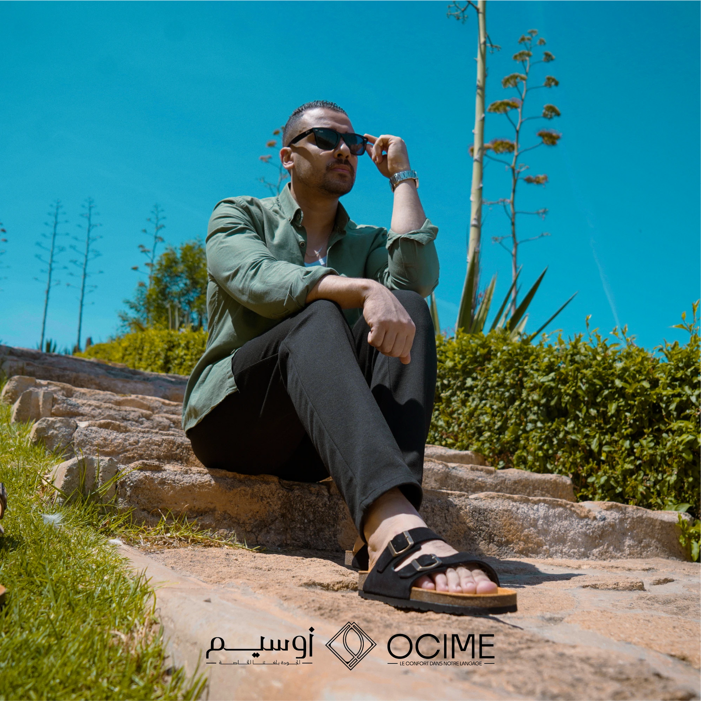 Sandale Ocime Daim en Noir