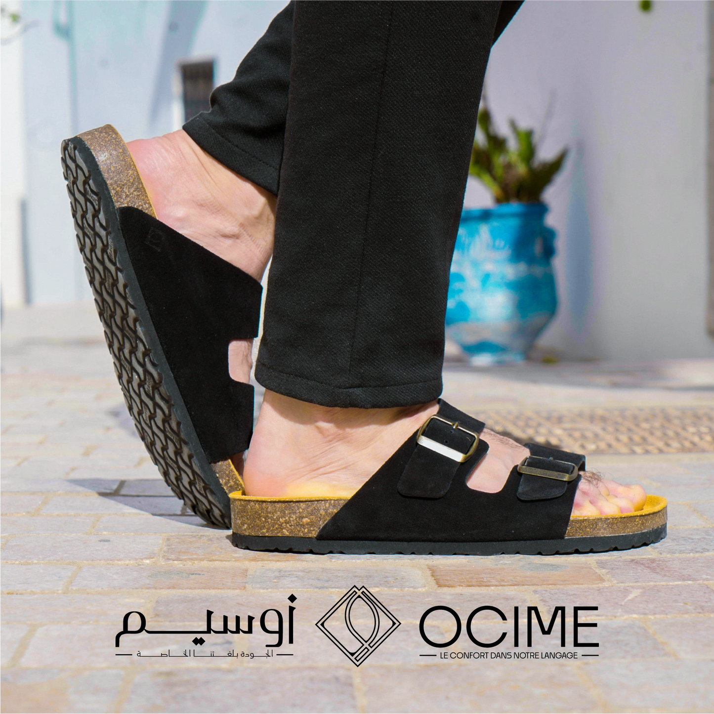 Sandale Ocime Daim en Noir