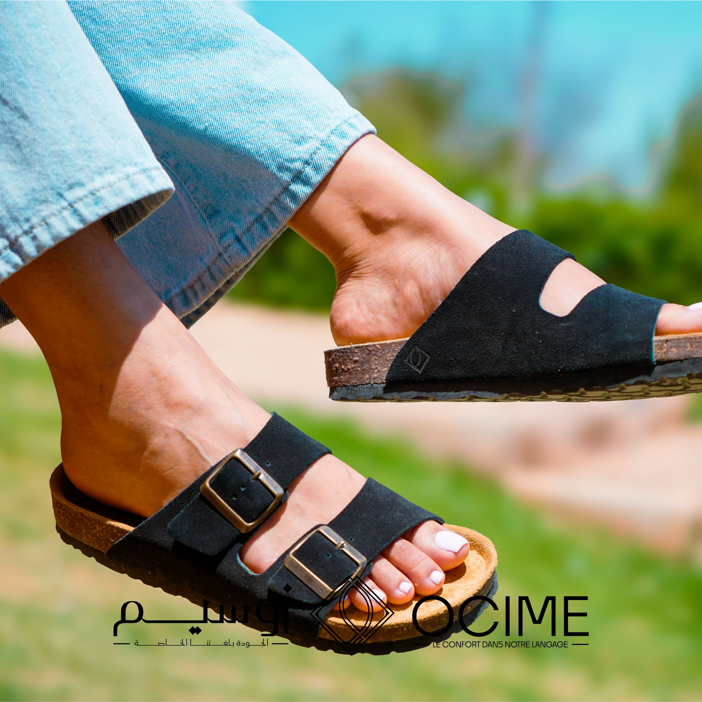 Sandale Ocime Daim en Noir